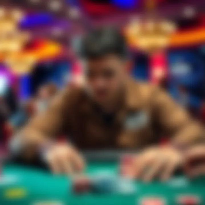 A poker player looking for financial support to enter the WPT Choctaw Main Event, showcasing a poker table in the background.