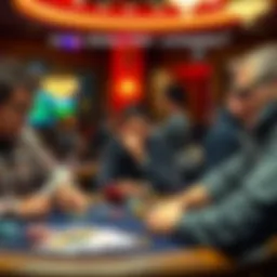 People at a poker tournament showing signs of illness, with tissues and cough drops visible on the table