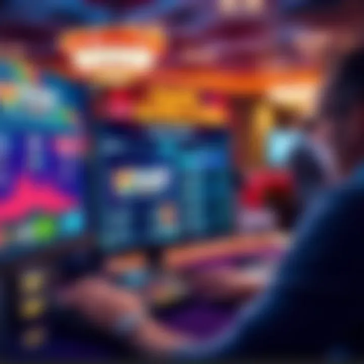 A person looking at a computer screen displaying poker tournament options for the WSOP Main Event.