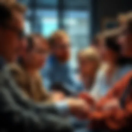 A group of people discussing refund experiences related to WVS payments, looking concerned and engaged.