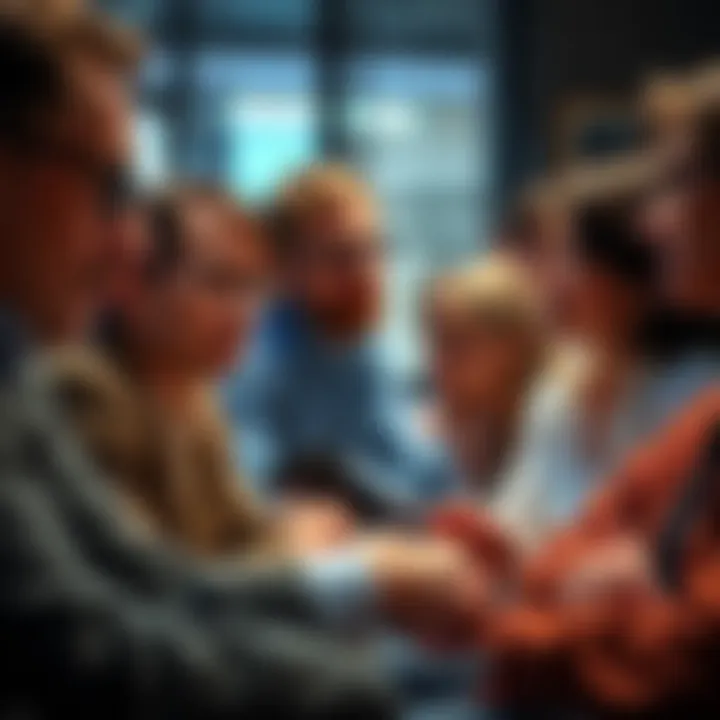 A group of people discussing refund experiences related to WVS payments, looking concerned and engaged.