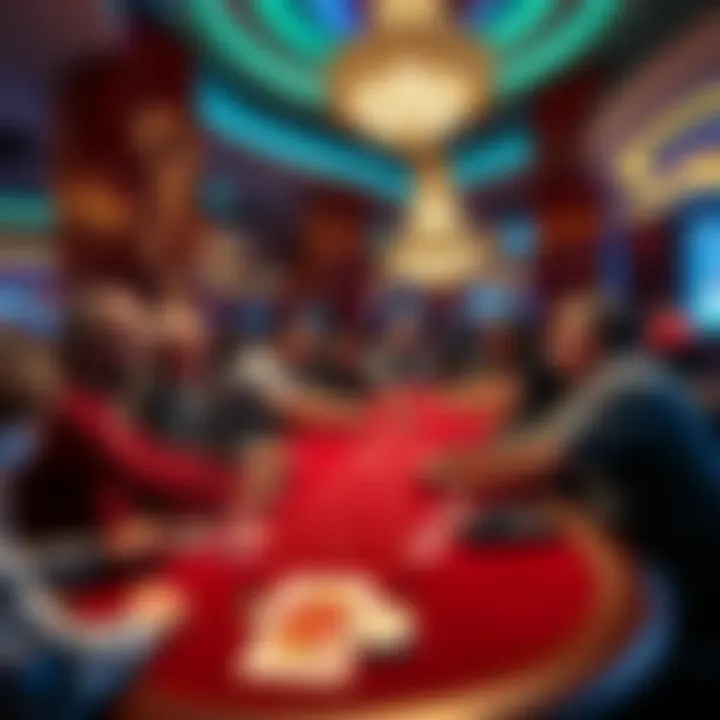 A lively poker table at Wynn with players from around the world engaged in a game, showcasing skill and excitement.