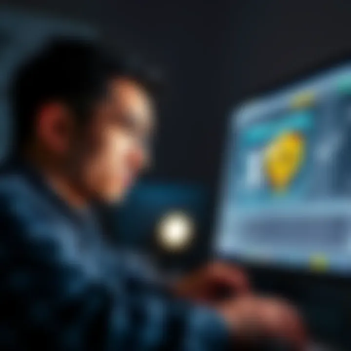 A frustrated user looking at a computer screen displaying a blocked XRP transaction