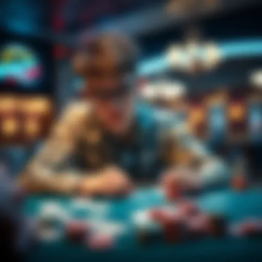 A young man sitting at a poker table with a thoughtful expression, surrounded by cards and chips, symbolizing his journey and emotional struggle after leaving the game