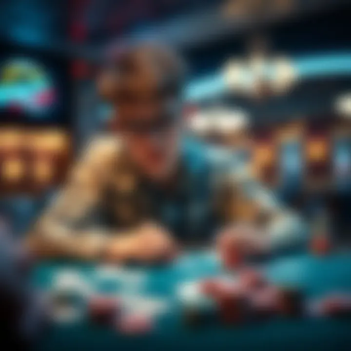 A young man sitting at a poker table with a thoughtful expression, surrounded by cards and chips, symbolizing his journey and emotional struggle after leaving the game