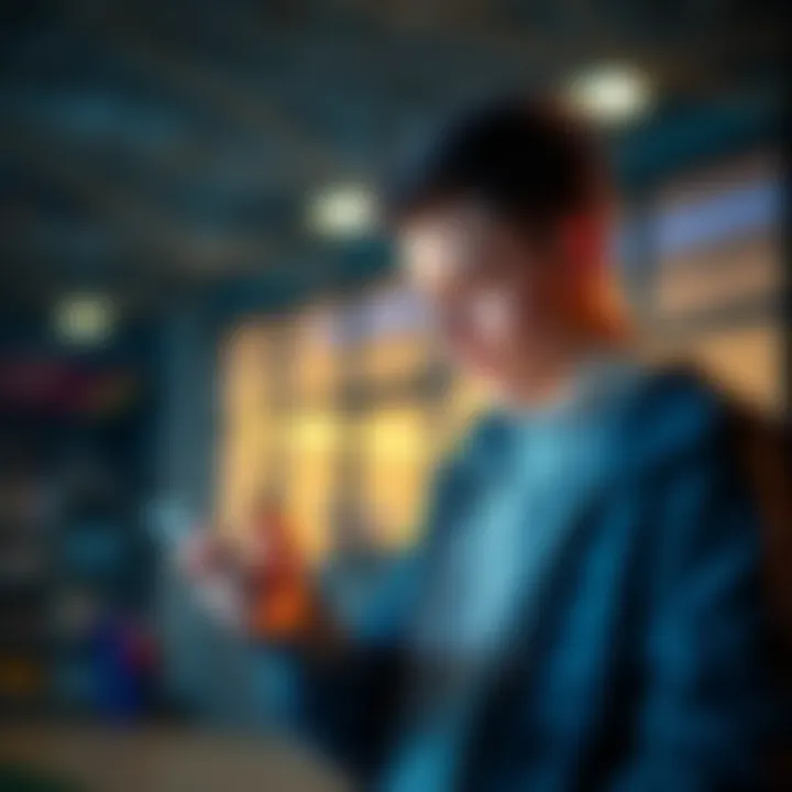 An 18-year-old man exploring sports betting apps on his smartphone, seeking tips for financial help through betting