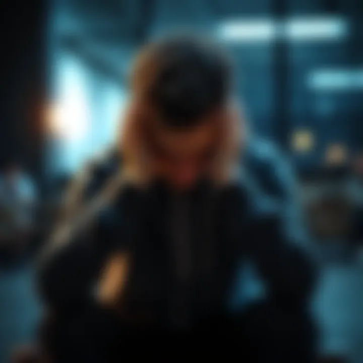 A young man sitting alone with his head in his hands, showing signs of frustration and sadness, reflecting his struggle with gambling addiction.