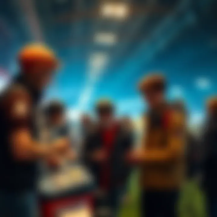 Group of young people discussing and analyzing horse racing bets