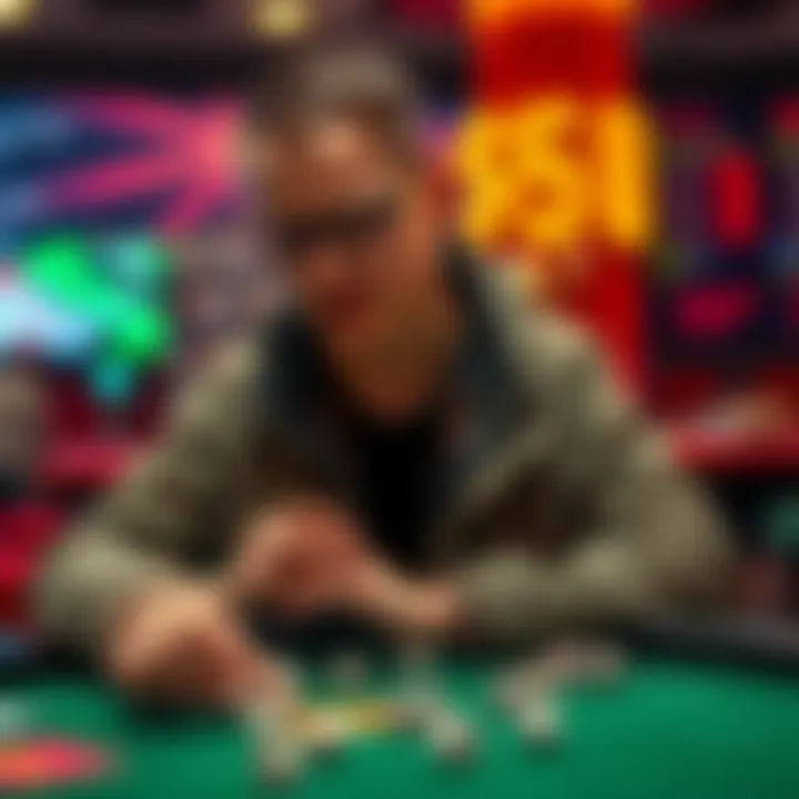 A focused young player analyzing dice game strategies at a table with dice and a budget of $50.