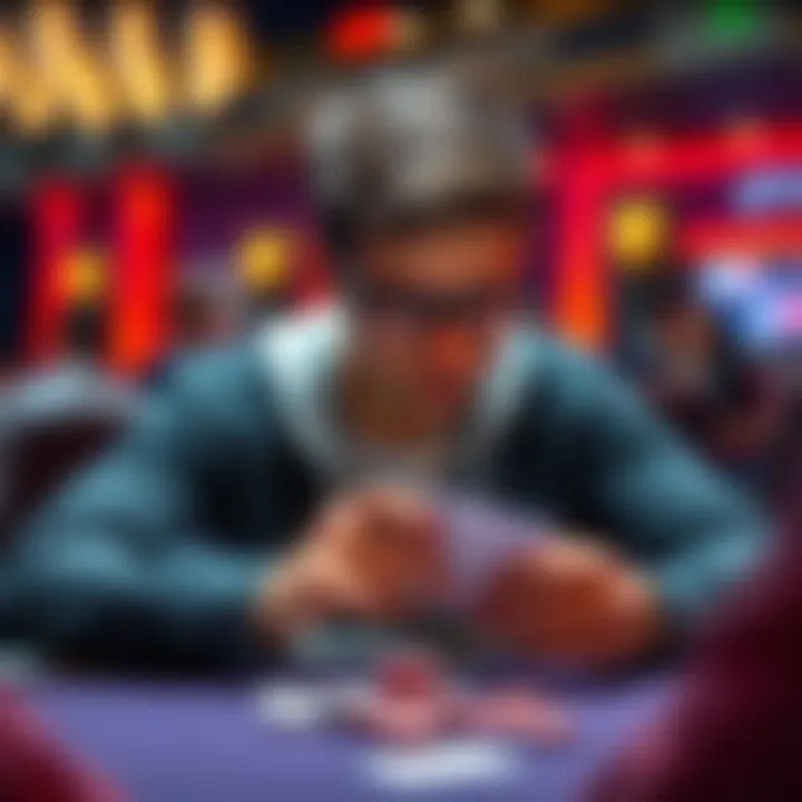 A young, disciplined poker player analyzing cards and strategy at a table for Short Deck Poker