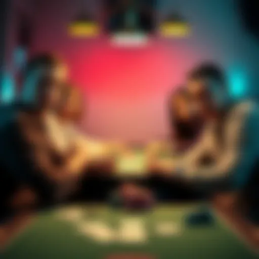 A group of young poker vloggers sitting at a table looking confused while playing cards