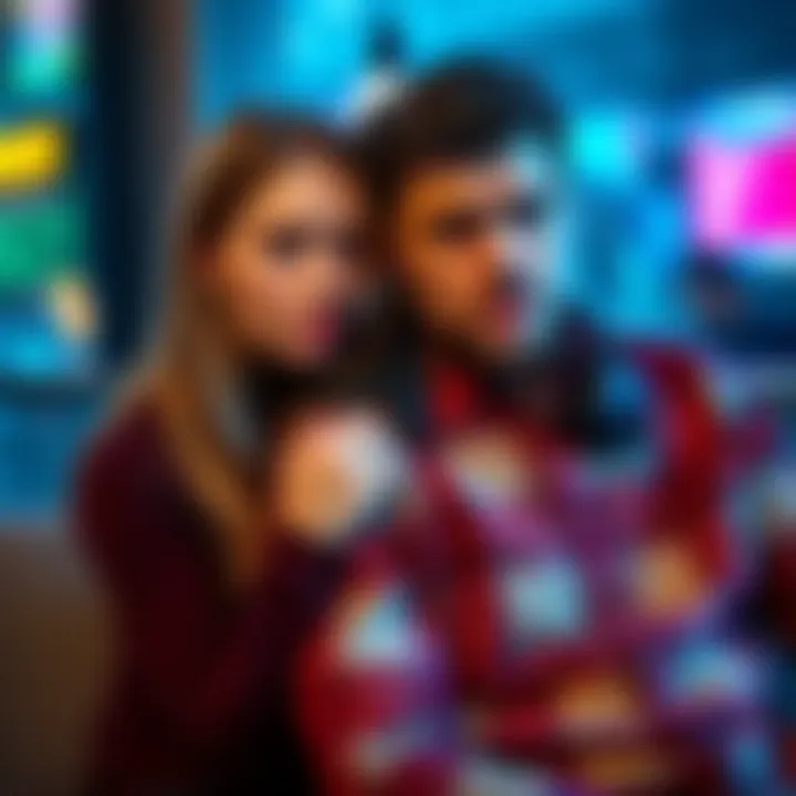 A young woman with a worried expression sits beside a man, who looks distressed, symbolizing support during his gambling addiction.