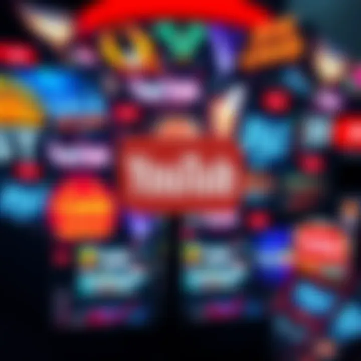 A collage of YouTube gambling channels showing flashy graphics and big winnings, highlighting manipulation concerns.