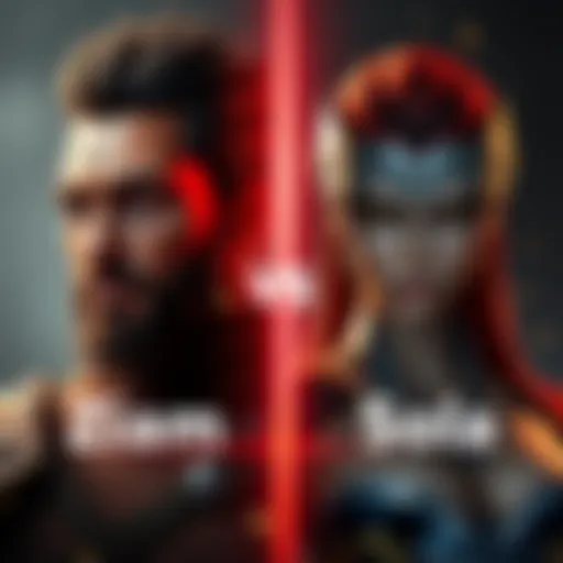 A side-by-side comparison of two characters, Ziam on the left and Sola on the right, showcasing their strengths and weaknesses in a visual format.